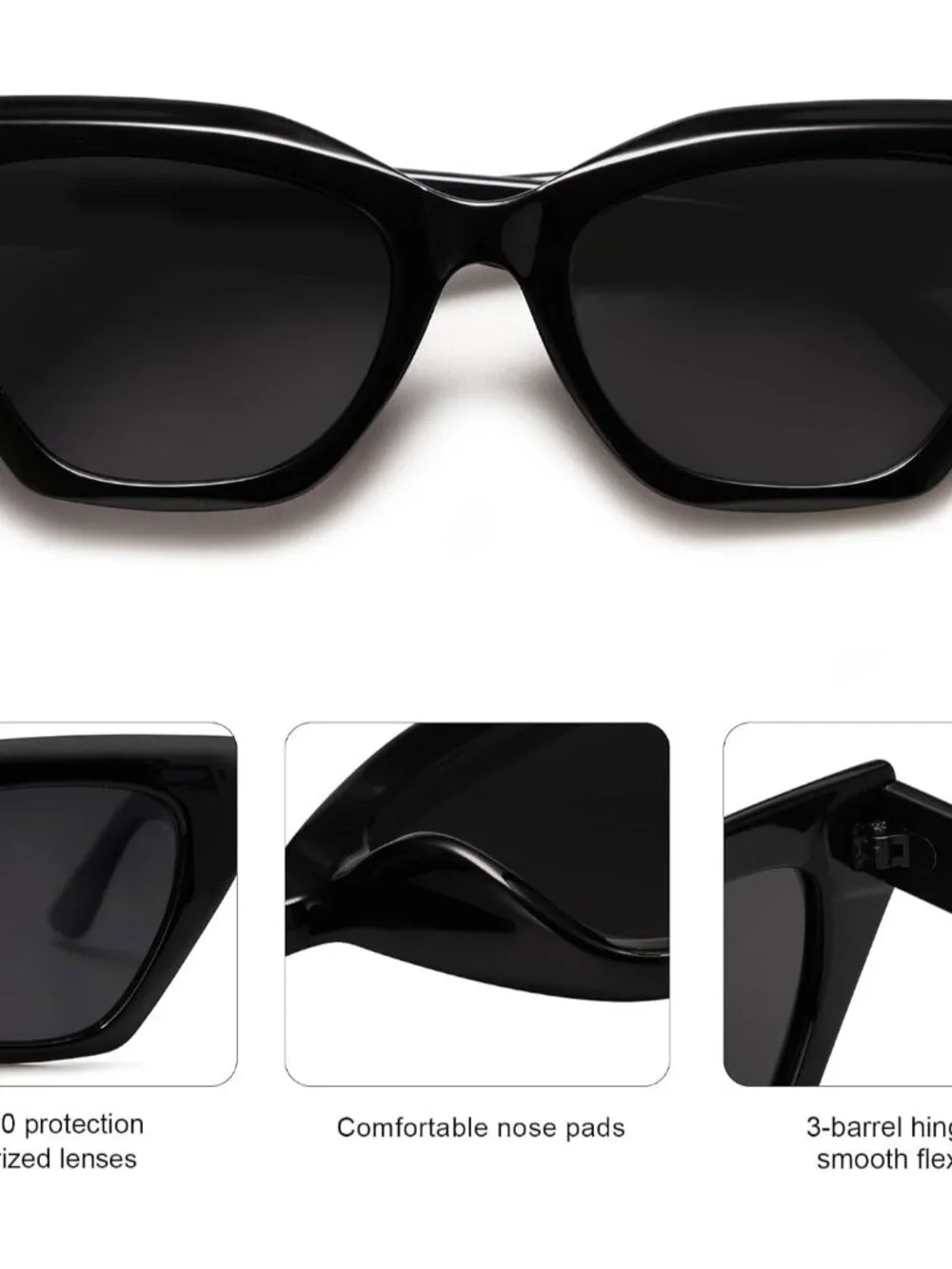 Trendy Irregular Cat Eye Polarized Sunglasses - UV400 Protection, Medium Size